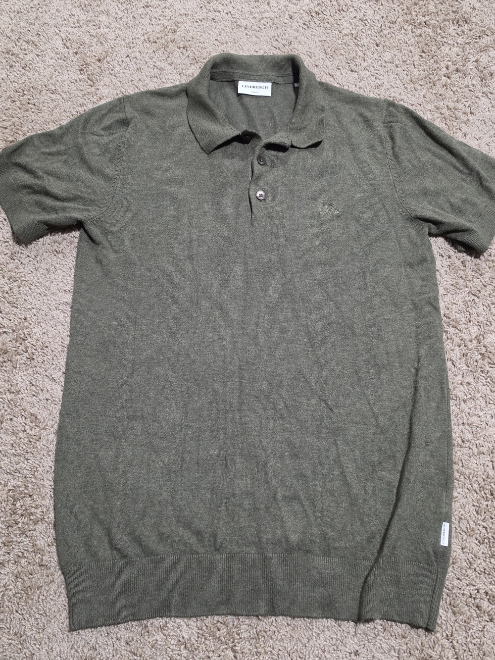 Men's Lindbergh Olive Green Knit Short Sleeve Polo Shirt (Viscose Size S)